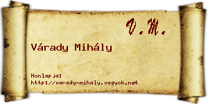 Várady Mihály névjegykártya